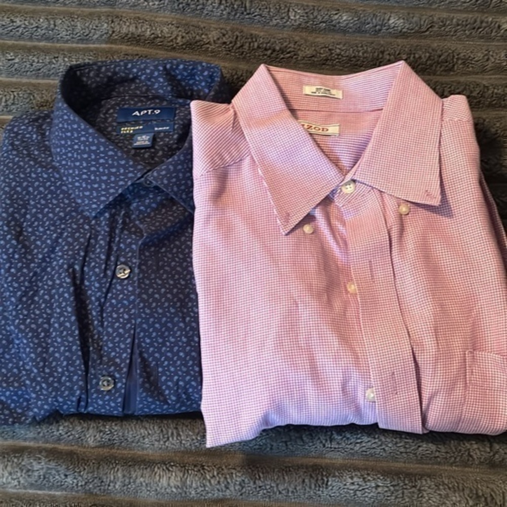 lot of 2 menβs long sleeve button down shirts, neck size 15-15 1/2β
